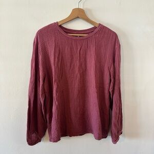 Velvet by Graham and Spencer Vintage Slub, Mauve Long Sleeve Top, Sz Medium
